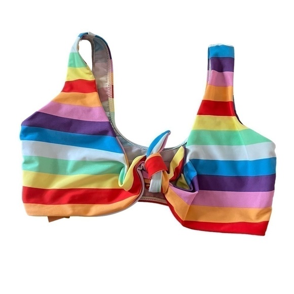Beach Joy Rainbow Front Knot Bikini Top - Picture 5 of 11